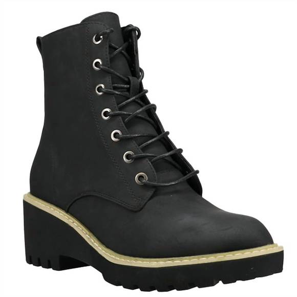 NEW CORKYS FOOTWEAR lace up wedge heel boot in black - Picture 2 of 3